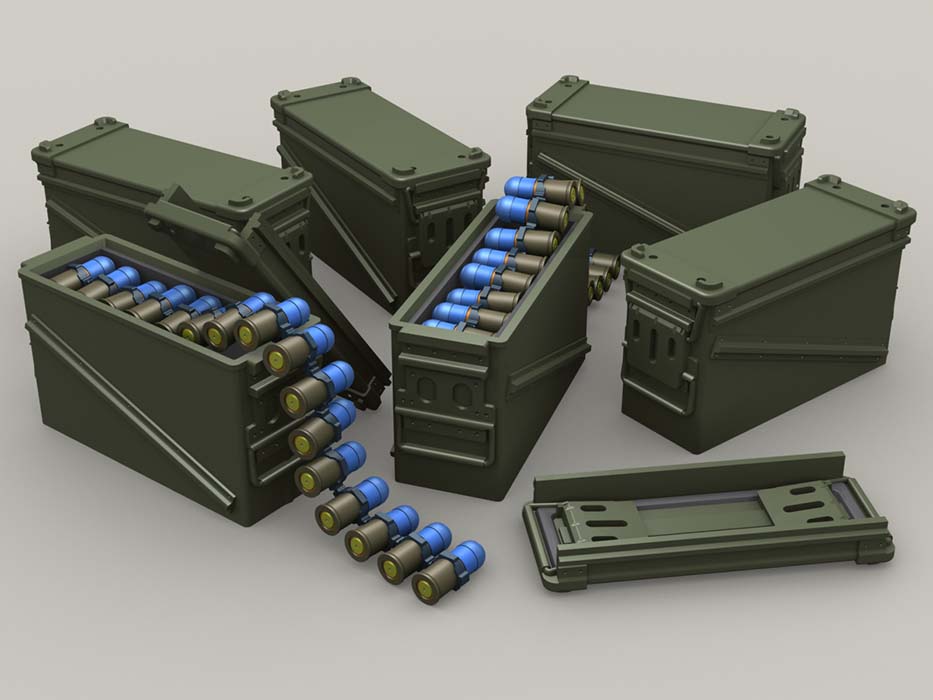 PA120 40mm Ammo 32 Cartridge Can set (1/35 Scale)