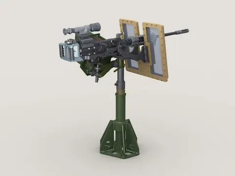 M2 HMG on Universal HG Pedestal Mount w/ Transparent Gun Shield (1/35 Scale)