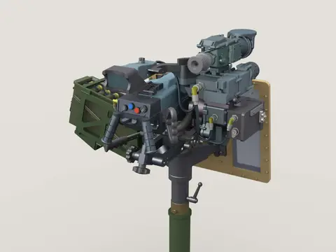 MK47 Striker 40mm AGL w LVSII Sight onUniversal HG Pedestal Mount w/ Transparent Gun Shield (1/35 Scale)