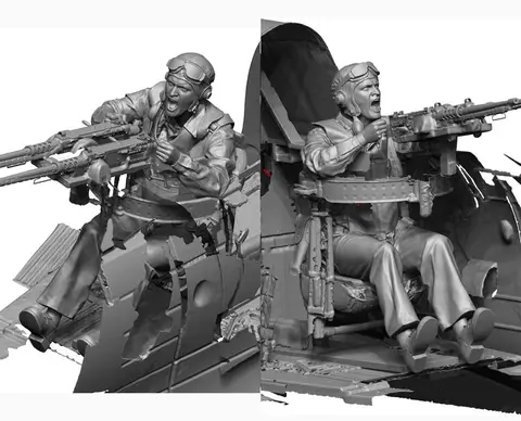 WW2 US Navy Rear Gunner 2 (Engaged / 2 Heads)